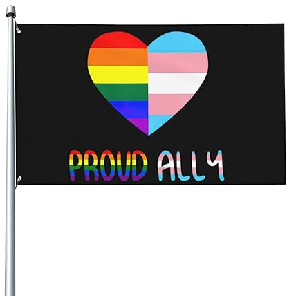 Drapeaux 3x5 pieds Fier allié LGBT Rainbow Heart Gay Bannière Tapisserie avec 2 œillets