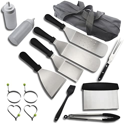 15-teiliges Grillbesteck-Set, Grillset aus Edelstahl, komplettes Grillzubehör in tragbarer Tasche für Grillen im Freien, Picknick oder Camping im Freien