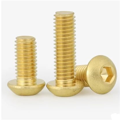 KSeSii Lot de 2 à 20 vis à tête Ronde en Laiton Pur M2 M2.5 M3 M4 M5 M6 M8 à Six pans Creux(6mm,M3 (20PCS))