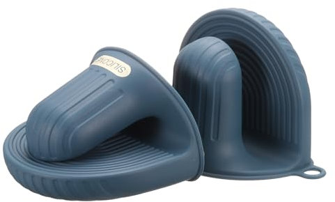 sourcing map 2 Pcs Silicone Oven Mitts, Heat Resistant Mini Oven Gloves Silicone Pot Holders Mini Finger Protector Cooking Pinch Grips for Air Fryer Kitchen Cooking & Baking, Dark Blue