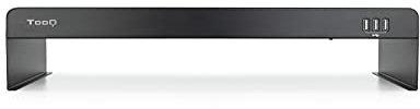 Brightium Soporte Elevador para monitores con 3 Puertos USB, Color Negro, Ideal para Mejorar la ergonomía y liberar Espacio en el Escritorio.