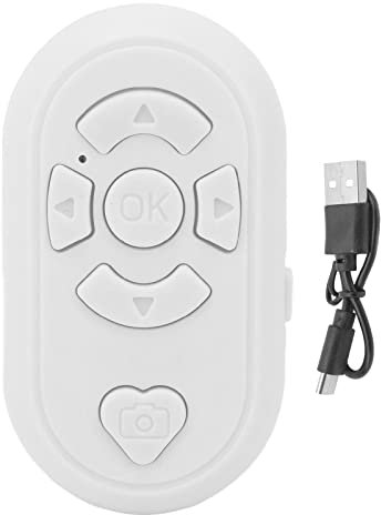 Telefono telecomando, 32,8 piedi wireless bt4.0 senza mani tipi c carica telecomando Controllo bluetooth con cavo USB per l'app di rotazione pagina selfie (Bianco)