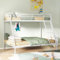 RELAX4LIFE Metal Bunk Bed, Single Over Double Loft Bed Frame with Ladder, Full-length Guardrails & Under-Bed Storage, Space-Saving Slatted High Sleeper for Teens Adults, No Box Spring Needed (White)