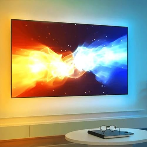 RexTech Ambient TV LED Streifen mit HDMI Sync Box, 55-70 Zoll, RGB | TV-Hintergrundbeleuchtung, Bildsynchronisation, Smart Life App, 2.4 GHz WLAN
