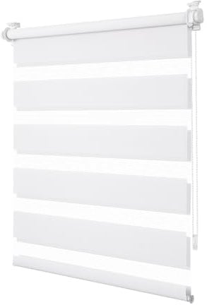 TFSKY Doppelrollo Klemmfix ohne Bohren Weiß B80 x H120 cm | Stoffbreite 75cm, 100% Polyester, Fenster Rollos für innen, Lichtregulierung & Sichtschutz, Höhe Stufenlos Verstellbar