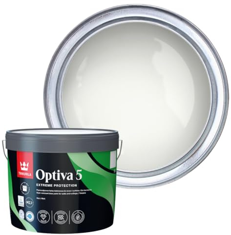 TIKKURILA Optiva 5 Matt Emulsion Paint – Durable, Scrubbable & Easy-Clean for Walls and Ceilings | Zero VOC - 10L Paper F497