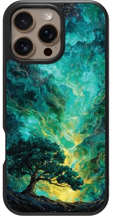 Case Collection Starry Night Art for iPhone 16 Pro Case, Emerald Storm | 10ft CoreShock Drop Protection, MagSafe Compatible with 1600g Magnet Hold, Glossy Finish Print, Microfibre Lining, Gift Box