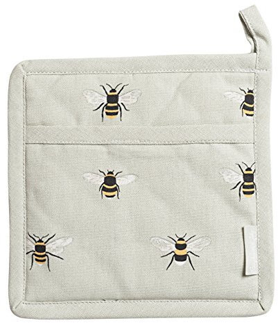 Sophie Allport - Bees Pot Grab, Pot Holder, Padded Heat Protection, Machine Washable, 20 x 20cm