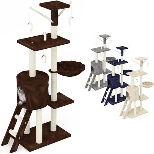 Beltom® KRATZBAUM KATZENKRATZBAUM KLETTERBAUM KATZENBAUM SPIELBAUM 140 cm. Park Spiele - Braun