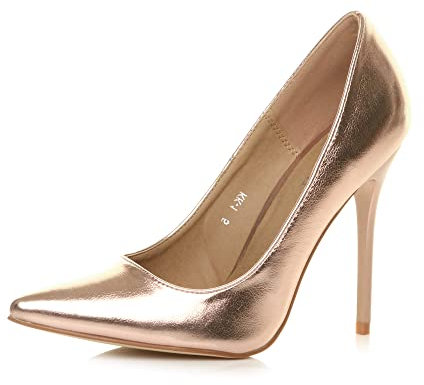 AJVANI high Heel Pointed Court Smart Party Work Shoes Pumps Size 4 37 Rose Gold