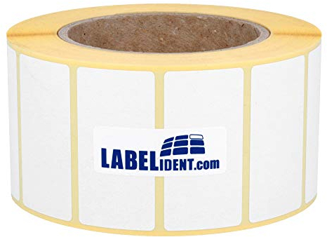 Labelident Thermotransfer-Etiketten 64 x 51 mm, formatgleich mit Zebra Z-Perform 1000T, 3004486-3090 Papier-Etiketten auf 3 Zoll Rolle für Standard- und Industriedrucker, selbstklebend