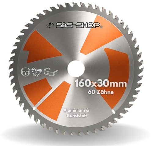 HM Kreissägeblatt 160x30 mm – 60 Zähne für Aluminium & Kunststoff, kompatibel mit allen gängigen Kreissägen wie Tischkreissäge, Handkreissäge & Holzsäge, inkl. Reduzierringe