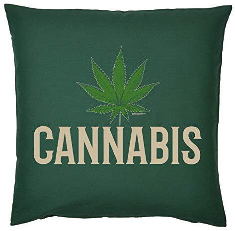 Tini -Shirts Cannabis Sprüche Kissen - Deko-Kissen Marihuana : Cannabis - Kiffer Geschenk-Kissen Hanf/Weed - Kissen ohne Füllung - Farbe: dunkelgrün