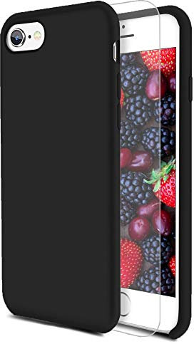 Feyten iPhone 6S Plus/iPhone 6 Plus Case [with Free Tempered Screen Protector], Liquid Silicone Gel Rubber Soft Touch Cover Full Protective Case for iPhone 6S Plus/iPhone 6 Plus 5.5 (Black)