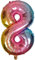 DIWULI Luftballon 8 Geburtstag XL Rosa Regenbogen - Folienballon 8, Zahl 8 Ballon 8 Jahre, Geburtstagsdeko 8. Geburtstag Party-Deko Junge Mädchen, Zahlen-Ballon Groß Dekoration, Zahlen-Luftballon