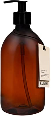 Kuishi Flacone Con dosatore per sapone in plastica, Color Ambra Marrone, plastica, Ambra, x1 500ml