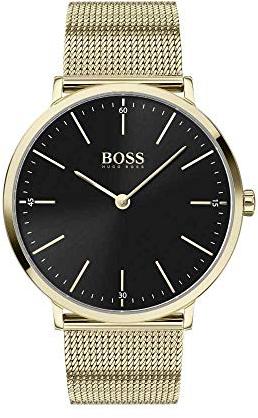 BOSS Analogue Quartz Watch for Men with Gold Colored Stainless Steel mesh Bracelet - 1513735
