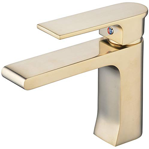 Cobre Grifo Lavabo Grifo del Baño Monomando Lavabo Grifo del Lavabo Grifo de la Cuenca Grifería Lavabo Grifería Baño, Cepillo dorado, Beelee BL6308BG