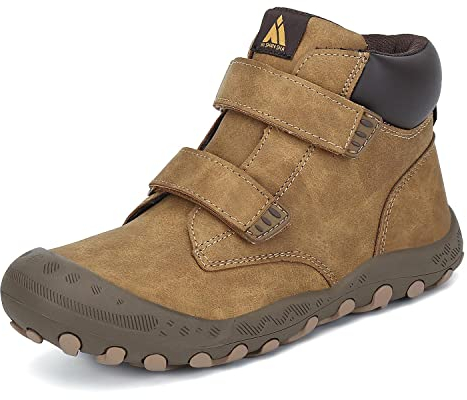 Mishansha Kinder Wanderschuhe Bequeme Sneaker Atmungsaktive Sport Outdoorschuhe Strapazierfähige Laufsohle Braun Gr.33