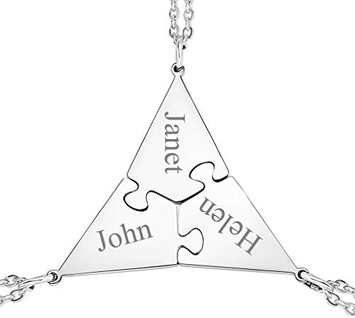 FaithHeart personalilsierter Schmuck Triangel Puzzle Kette mit Namen Gravur für Damen und Herren