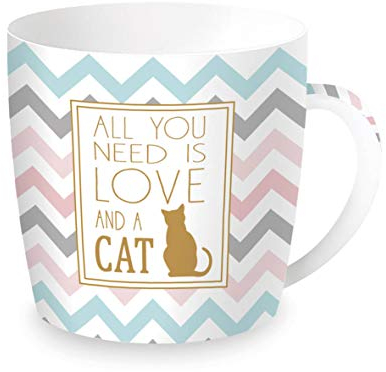 R2S Easy Life All You Need is Love and a Cat Porcelain Mug in Tin