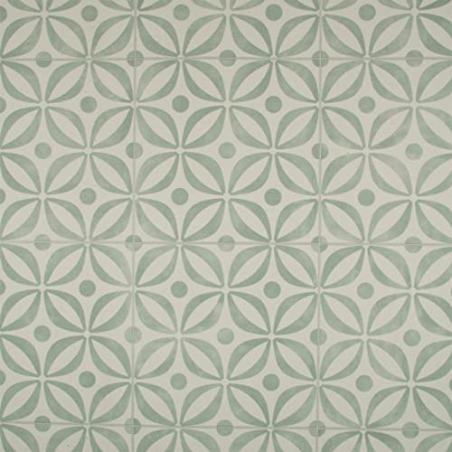 Patterned Tile Effect Cosmic Vinyl Flooring 2.5mm Realistic Foam Backed Lino Slip Resistant (Sea Green Antique Diamonds, 2m x 3m)