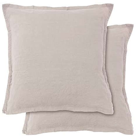 MATT & ROSE Lot de 2 Taies d'oreiller 50x70 cm Uni Lin LAVÉ | 100% Lin Lavé | Oeko-TEX | Naturel