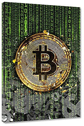 Hustling Sharks Bitcoin-Bilder als XXL Wandbild Binary Bitcoin - Premium Leinwandbild im Hochformat für Trader und Krypto-Fans (30 x 40cm)