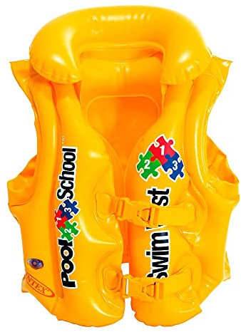 fun Inflatable Swim Vest Floaties Swim Aid Swim Lesson Swim Float Toddler Swim Home Pool with Adjustable Straps for Girls and Boys Ages 2 3 4 5 6, Yellow