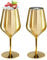 Doimoflair Weingläser Gold Metallisiert aus Kunststoff bruchsicher Weinbecher Sektgläser Plastik 47 cl. Set 2 Stück.