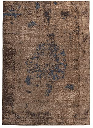 Qiyano Teppich Kurzflor - Orientalisches Muster mit Ornamenten, Vintage, Used Look, modern, pflegeleicht - Wohnzimmer, Schlafzimmer, Esszimmer, Büro - Farbe: Braun, Blau, Größe: 120 x 180 cm