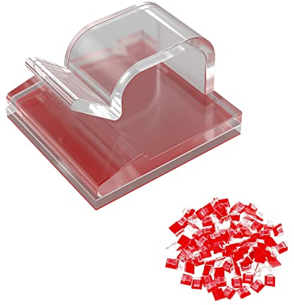 JeoPoom Kabelclips[50 Stück], Schreibtisch Kabelklemme Set, Selbstklebend Kabelhalter, Hochviskose Kabelclips Set mit Klebstoff Gesicherte Unterlage für PC, TVKabel und Audiokabel Usw(Transparent)