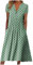 AMhomely 2023 Women Summer Printing Causal V-Neck Button Short Sleeve Vacation Pockets Dress Green, XXL