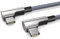 PAXO Cable de carga de 0,2 m, 3 A, cable USB C a USB C, USB 2.0, elegante enchufe acodado, funda de tejido especialmente flexible en color plata