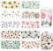 arricraft 10 Stück 10 Stile UV DTF Cup Wrap Transfer Aufkleber, Pflanzenbecher-Transferpapier Blumen, Rub-On-Aufkleber Blätter Pilz-Cup-Wrap-Aufkleber Wasserfeste Rub-Abziehbilder Für Bastelglas