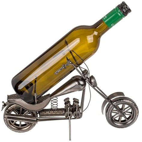 mucHome Flaschenhalter Metall Geschenk Halterung Dekoration (Motorrad 23 x 28 cm)