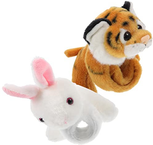 SAFIGLE 2st Pop-Kreis-Armband Schnappband Kuscheltier Urlaubsspielzeug Ottifanten Plüschtier Plüsch-Slap-Armband Süßes Klatschspielzeug Plushies Plush Toy Kind Schlagen Pp-Baumwolle