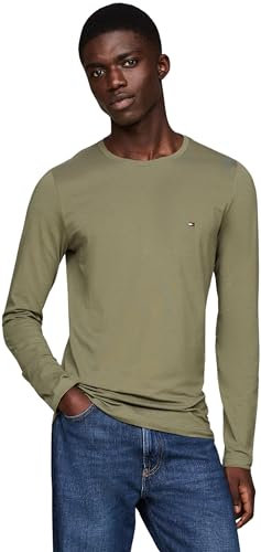 Tommy Hilfiger Men's Long Sleeve Stretch Slim Fit Cotton Shirt, Green (Battle Green), XXL