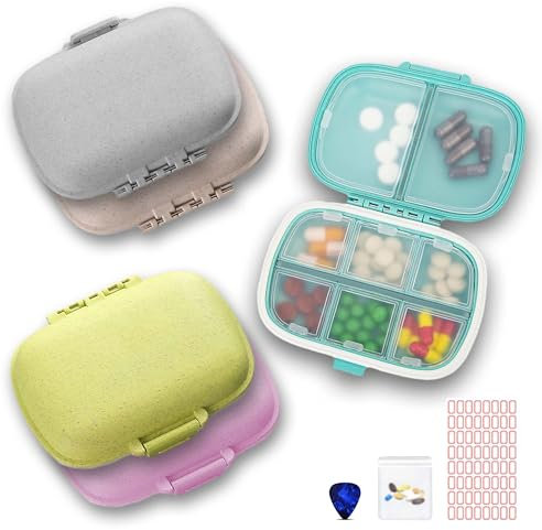 CLRZOL 5 Pack Tablettenbox 7 Tage, 8 Fächer Pillendose 7 Tage, Tragbare feuchtigkeitsbeständige Pillendose Morgens Abends Medikamentenbox