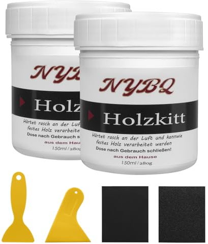 NYBQ Holzspachtelmasse Weiß, Holzkitt, 2 Stück 280g Unzen Holzspachtel, Holzkitt Spachtelmasse malbar, Holzboden-Reparaturset, schnelles Reparieren von Löchern, Kratzern, Rissen
