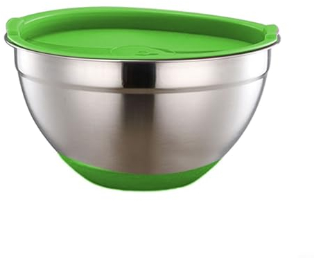 Getdoublerich Insalatiera in acciaio con fondo in silicone, coperchio in dotazione (28 cm - 5,2 L)
