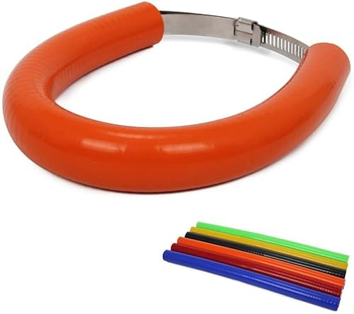 JFG RACING 64 cm/25,2 Protection Pot Echappement Moto,Protection Collier Echappement Réglable Universelle pour Pit Dirt Bike Motocross Supermoto Enduro Scooter Orange