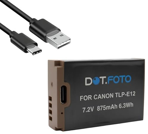 Dot.Foto LP-E12 Premium 7.2v / 875mAh Akku und USB-C Ladeanschluss für Canon EOS-M, M2, M10, M50, M50 Mark II, M100, M200, 100D / PowerShot SX70 HS