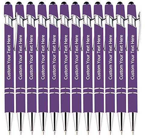 KOLOWKO Texto personalizado Bolígrafo personalizado, hasta 1000 bolígrafos personalizados a granel, escriba su nombre, texto, mensaje 2 en 1 Stylus para negocios, graduación, aniversario