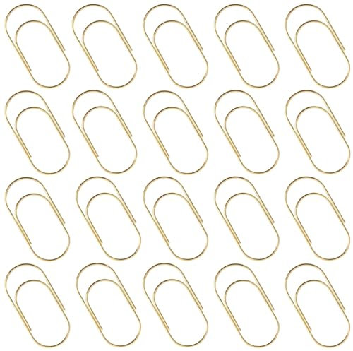 Clips,Clip de Papel Conjunto de Clips de Oficina Grande Clips de Carpeta,Clip de Metal,Pinzas Papeleria,Clips de Dibujo para Oficina y Organización de Documentos Personales,Oro 20 Piezas