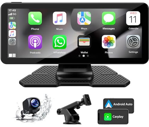 LAMTTO Wireless Carplay Car Stereo & Android Auto, Portable 6.86 Touch Screen Car Play Screen with 1080P Backup Camera, Car Radio with Map Navigation Mirror Link/Siri/FM/Bluetooth 5.0
