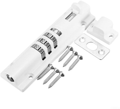 Oniissy Bullone di bloccaggio a combinazione, serratura orizzontale per porta con codice combinato, 130 mm, in acciaio inossidabile, resistente, per cancelli, capannoni, garage, recinzioni (bianco)