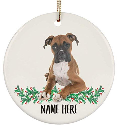 Keramik Weihnachtsbaum Dekoration Personalisierter Name Weiß Rot Boxer Hund Weihnachten Deko Anhänger Coole Weihnachtsbaum Deko Runde Xmas Keramik Für Weihnachtsbaum Wände Hotels