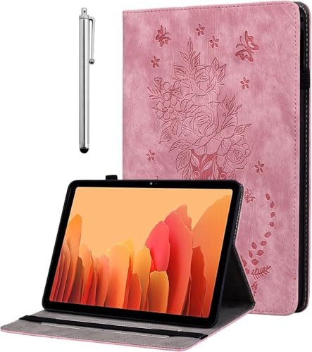 KEDBBAO Case for Amazon Fire HD 10 Tablet (7th and 9th Generation, 2017 and 2019 Release), Multi-Angle Flip PU Leather Cover with Stylus Holder for Fire HD 10 Tablet Case, Pink