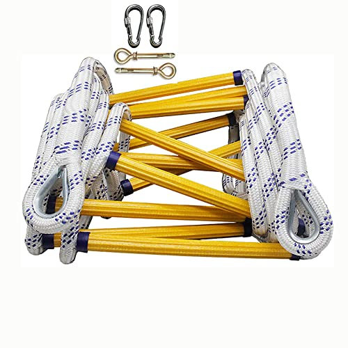 Rope Ladder,Escape Ladders 1 Storey Emergency Fire Escape Ladders Fast to Deploy with Carabiners Soft Safety Rope Ladder/20M/65.6Ft